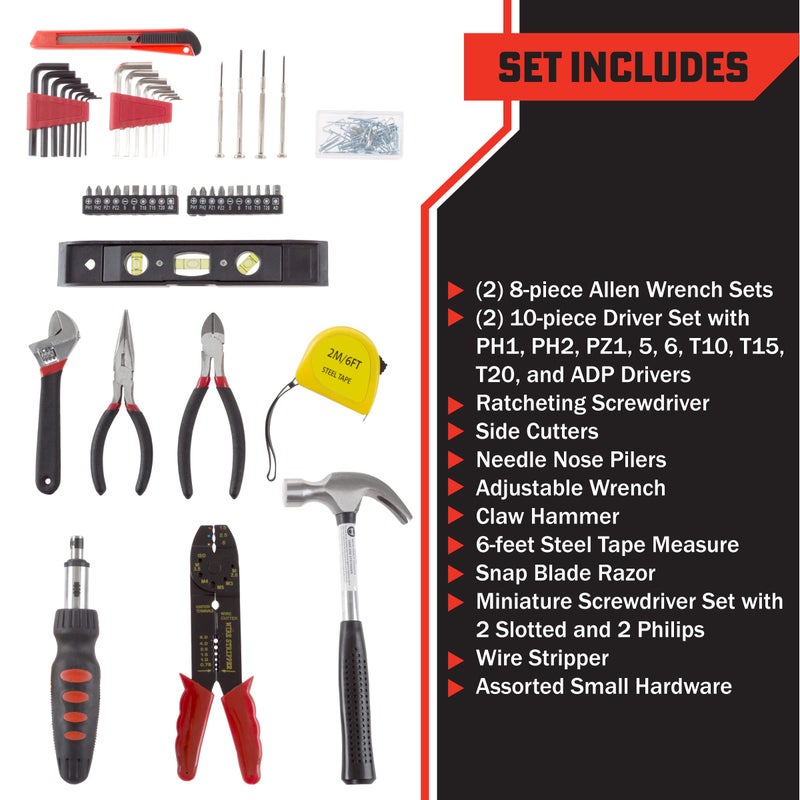 Stalwart 130-Piece Tool Set - Tool Kit with Hammer, Wrenches, Screwdriver, Pliers, and More - Hand Tools for Home Improvement Projects by Stalwart (Gray) - Image 4